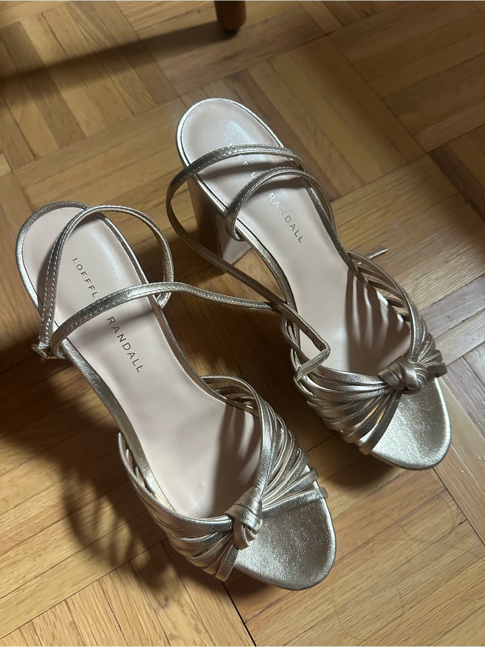 Loeffler Randall Rivka Knotted Metallic Gold Leather Platform Sandals